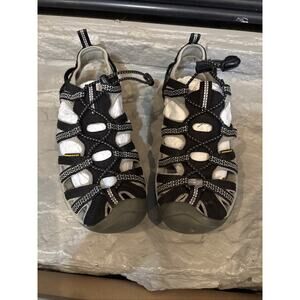 Keen Sandals Womens 7.5 Whisper Trail Water Sport Black Gray Strap Shoes 1008448